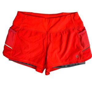 Athleta Bright Orange‎ Athletic Shorts w/ Built in Grey Biker Shorts Size XXS